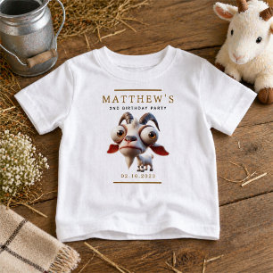 Cute Goat Farm Animals 2nd Birthday Party Baby T-Shirt