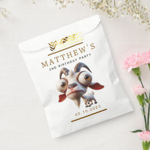 Cute Goat Farm Animals 2nd Birthday Party Favour Bags