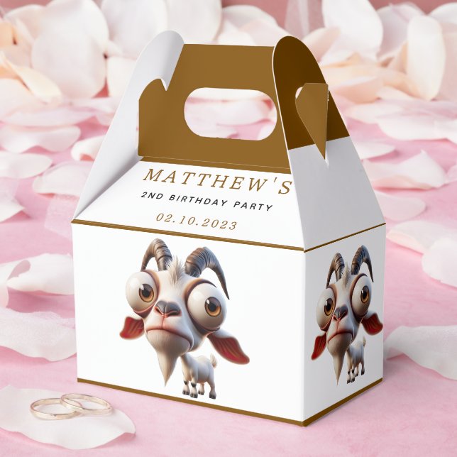 Cute goat Farm Animals 2nd Birthday Party Favour Box (Wedding)