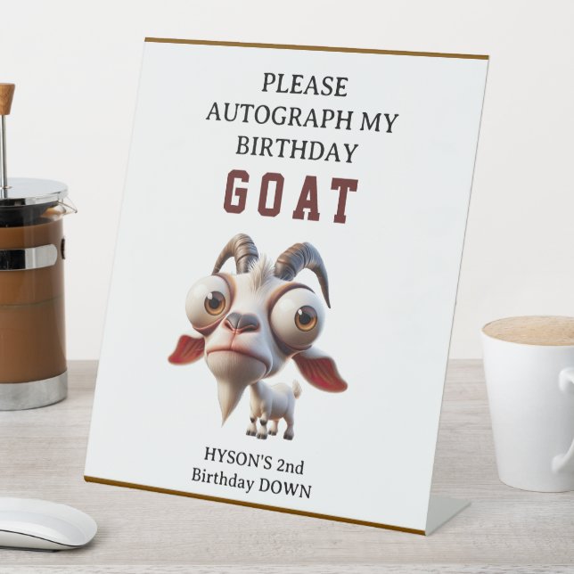 Cute goat Farm Animals 2nd Birthday Party  Pedestal Sign (In SItu)