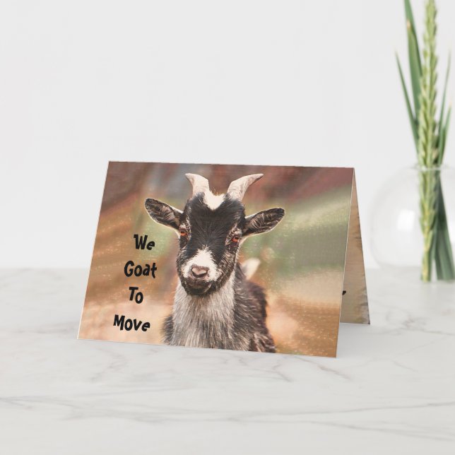 Cute Goat Farm Moving New Address Card (Front)