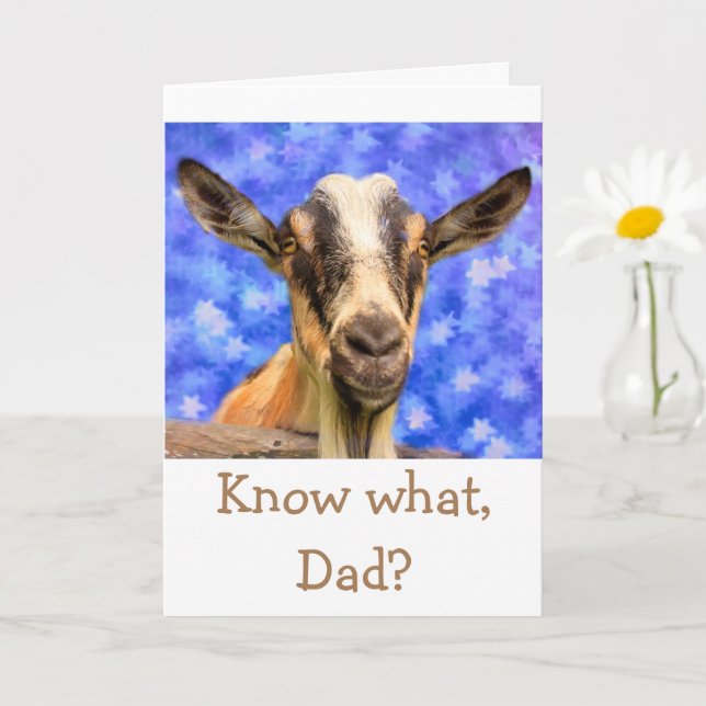 Cute Goat "For Dad" Birthday Card (Small Plant)