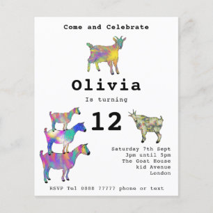 Cute Goat Girls Birthday Party Budget Flyer