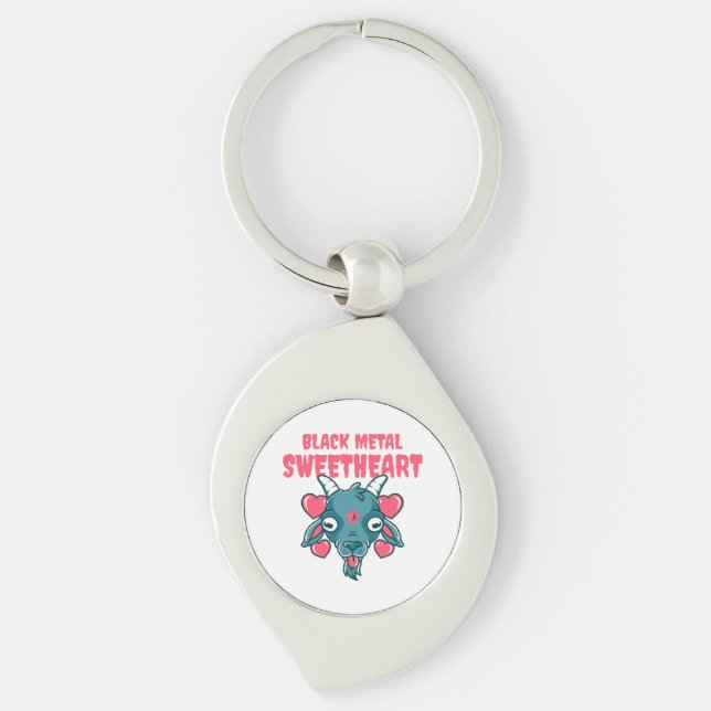  cute goat head baphomet key ring (Front)