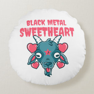 Cute Goat Head Baphomet Round Cushion
