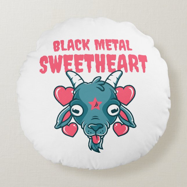  Cute Goat Head Baphomet Round Cushion (Front)
