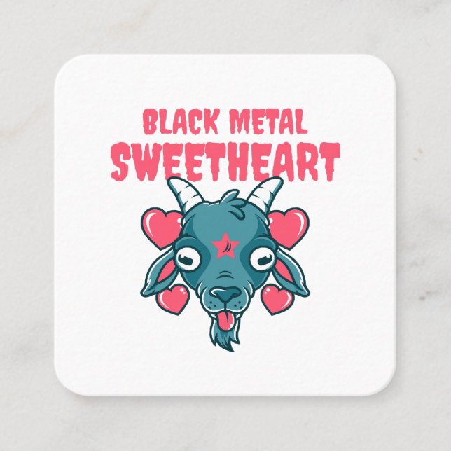  cute goat head baphomet square business card (Front)
