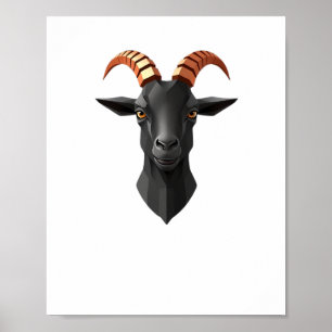 Cute Goat Hear 3d - Animals World Sticker Poster