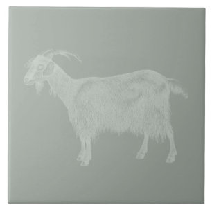 Cute Goat Illustrated Art CUSTOM COLOR Tile