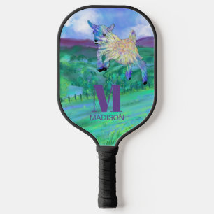 Cute Goat Monogram Pickleball Paddle