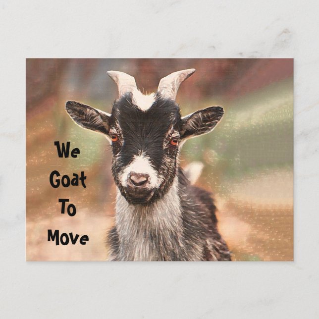 Cute Goat Moving New Address Budget Postcard (Front)