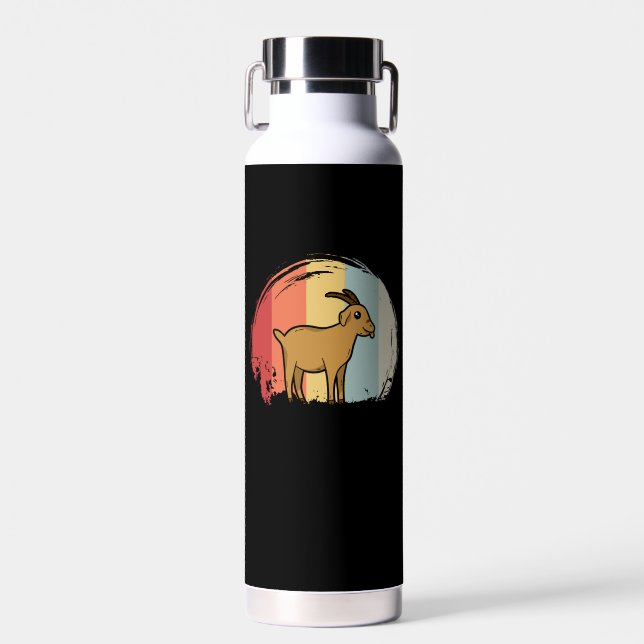Cute Goat Retro Water Bottle (Front)