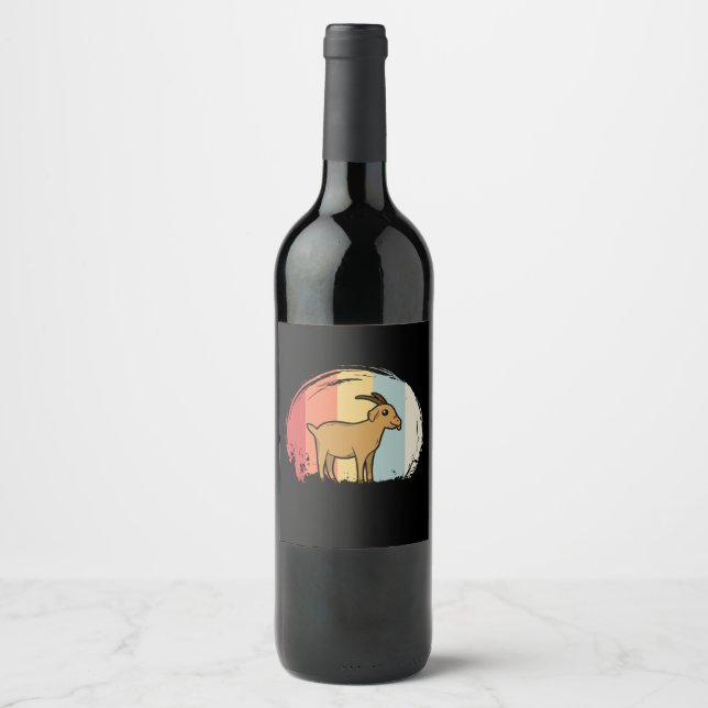 Cute Goat Retro Wine Label (Front)