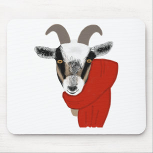Cute Goat Wearing a Scarf Mouse Mat
