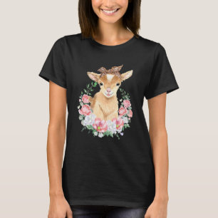 Cute Goat With Leopard Headband Boho Flower Cute G T-Shirt