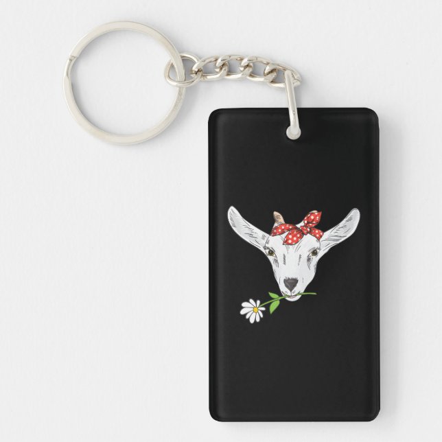 Cute Goats Bandanna Farm Animal Funny Goat Lover Key Ring (Front)