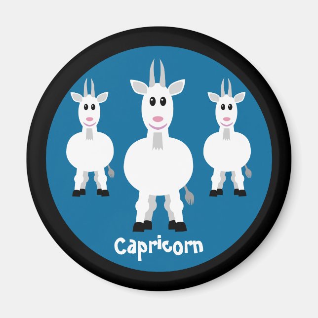 Cute Goats Capricorn Zodiac Sign Custom Blue Magnet (Front)
