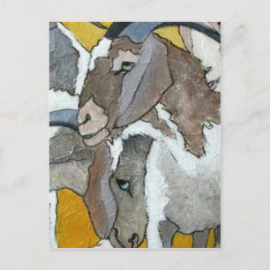 Cute Goats Cuddling Postcard