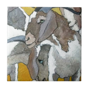 Cute Goats Cuddling Tile