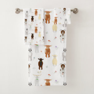 Cute Goats Farm Animals Bath Towel Set