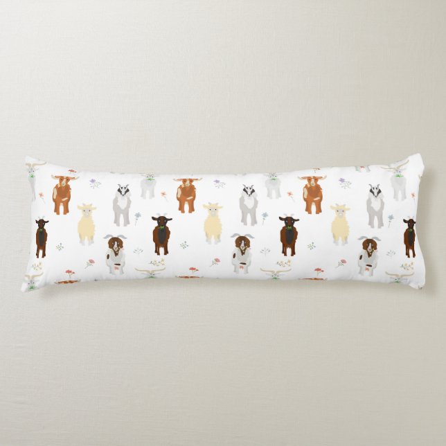 Cute Goats Farm Animals Body Cushion (Front)