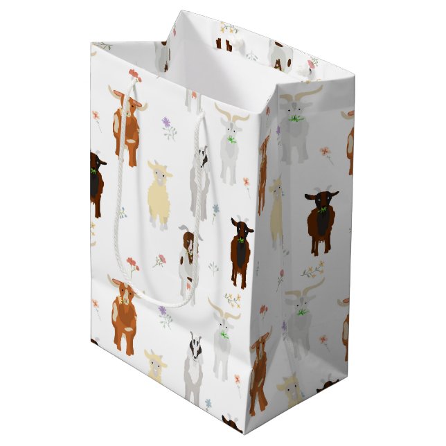 Cute Goats Farm Animals Medium Gift Bag (Front Angled)
