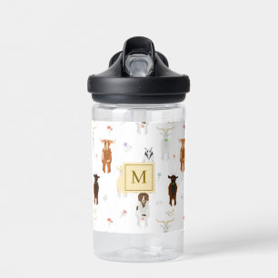 Cute Goats Farm Animals Monogrammed  Water Bottle
