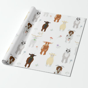 Cute Goats Farm Animals Wrapping Paper