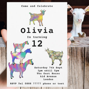 Cute Goats Girls Birthday Party Colourful