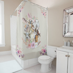 Cute GOATs   Watercolor Goat Portraits GetYerGoat Shower Curtain