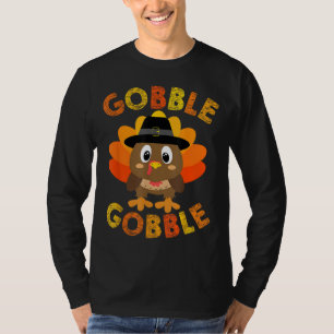 Cute Gobble Gobble Turkey Pilgrim Little Boys Than T-Shirt