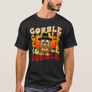 Cute Gobble Gobble Turkey Pilgrim Little Boys Than T-Shirt