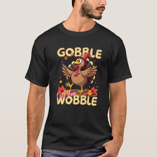 Cute Gobble Thankful Turkey Run Costume Thanksgivi T-Shirt (Front)
