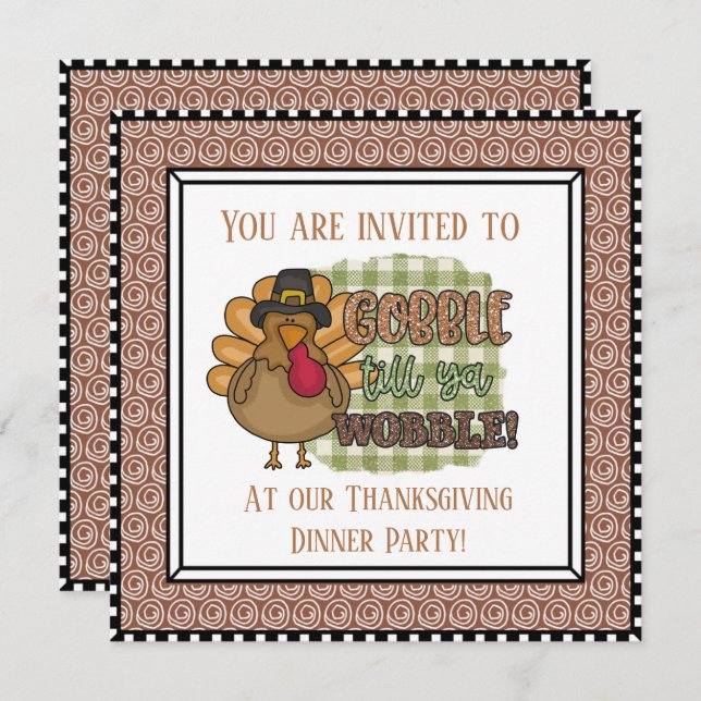 cute gobble wobble party Thanksgiving (Front/Back)