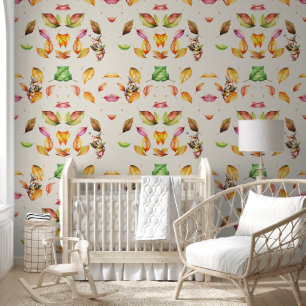 Cute Goblins Reading Multi Colour Foliage Wallpaper