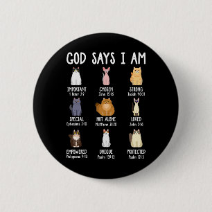Cute God Says I Am Cat Lover Christian Faith Bible 6 Cm Round Badge