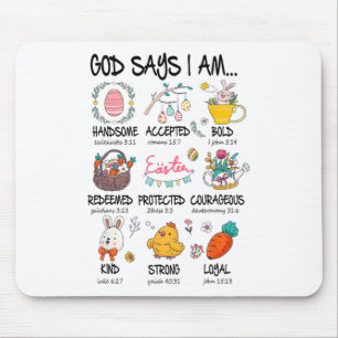 Cute God Says I Am Christian Jesus Happy Easter Da Mouse Mat