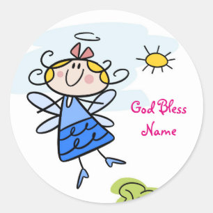 Cute Goddaughter Angel Personalised Classic Round Sticker