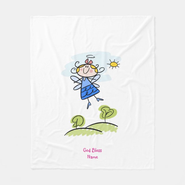 Cute Goddaughter Angel Personalised Fleece Blanket (Front)