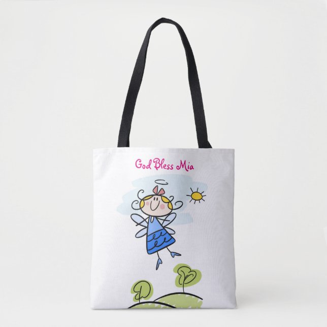 Cute Goddaughter Angel Personalised Tote Bag (Front)
