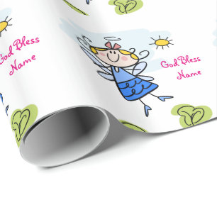 Cute Goddaughter Angel Personalised Wrapping Paper
