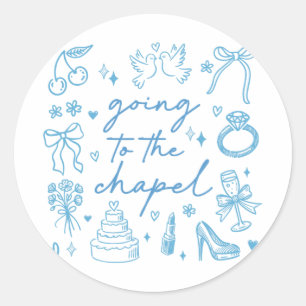 Cute Going To The Chapel Bride Engaged Bachelorett Classic Round Sticker