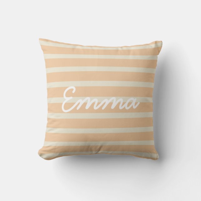 Cute Gold and Cream Striped Baby Cushion (Front)