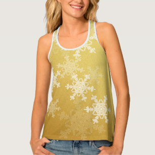 Cute gold and white Christmas snowflakes Tank Top