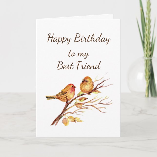 Cute Gold Birds Best Friend Friendship  Birthday Card (Front)