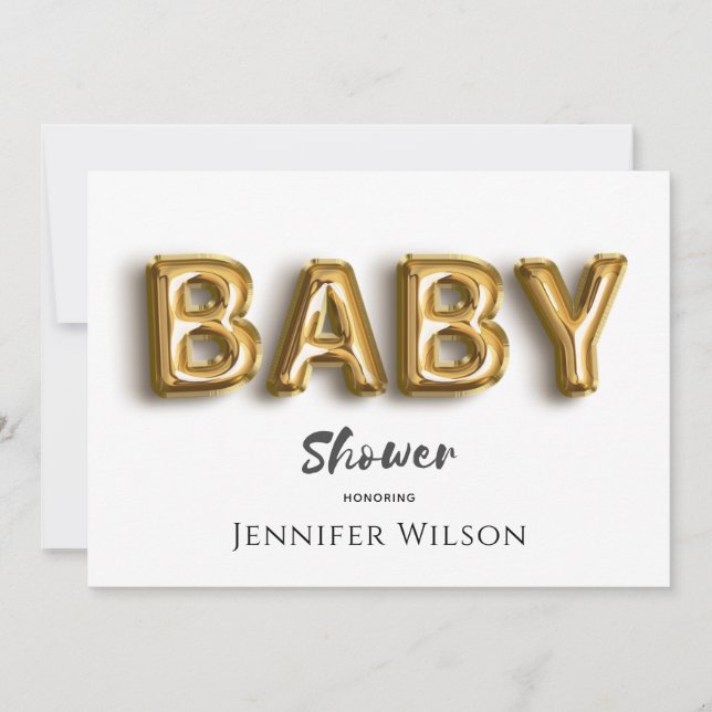 cute gold bubble balloon fun baby shower save the date (Front)