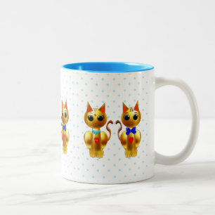 Cute gold cats Two-Tone coffee mug