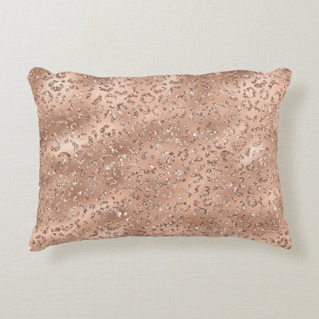 Cute Gold Cheetah Leopard Skin Print Pattern Decorative Cushion (Front)