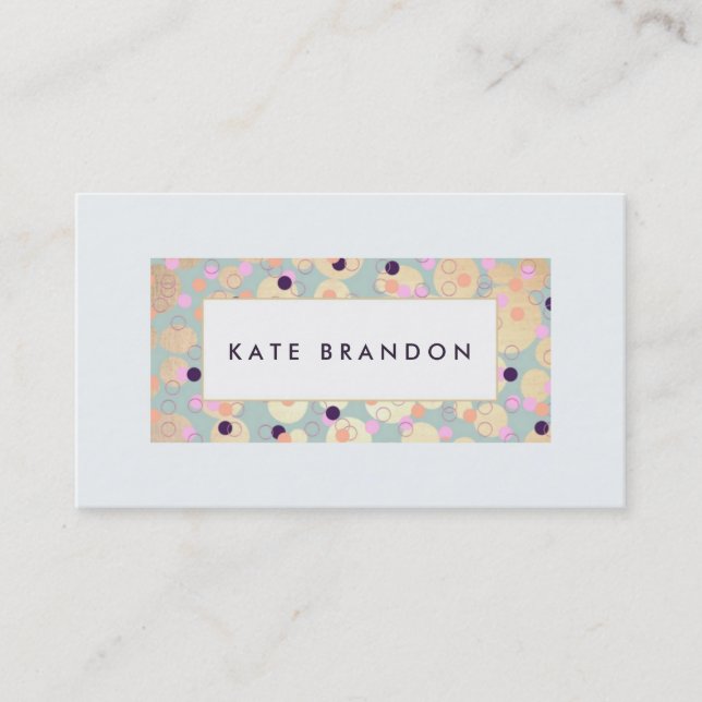 Cute Gold Circles and Colourful Confetti Light Blu Business Card (Front)