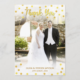 Cute Gold Confetti Thank You Wedding Photo